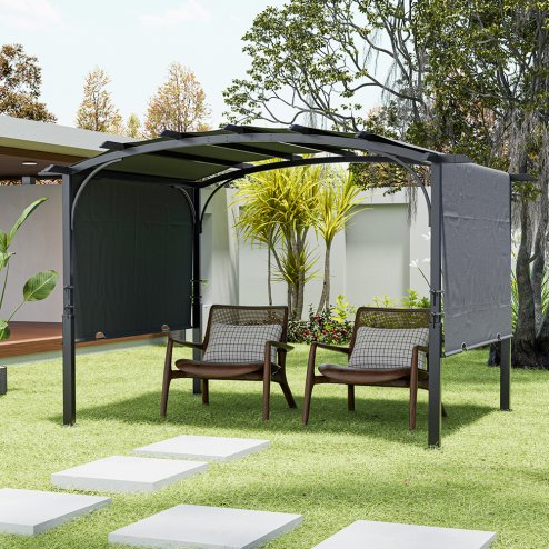 Retractable Arc-Shaped Steel Pergola 360cm W x 283cm D x  227cm H