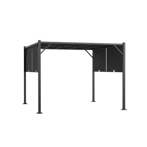 Outdoor Retractable Steel Pergola with Canopy 295cm W x 295cm D x 220cm H