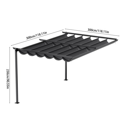 10 x 10FT Outdoor Lean To Retractable Pergola with Canopy