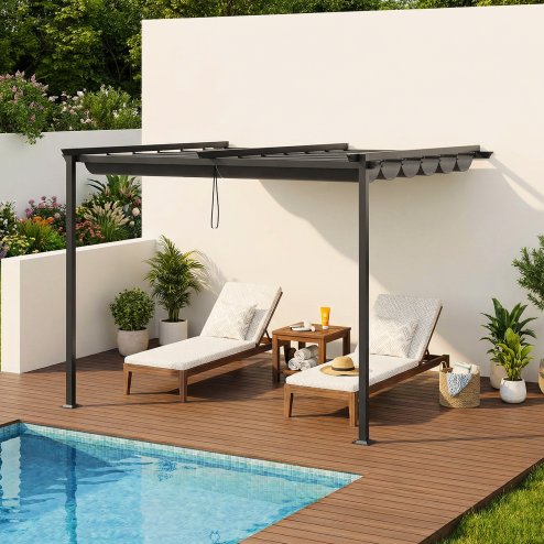 10 x 13FT Outdoor Lean To Pergola with Canopy