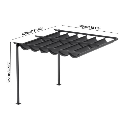 10 x 13FT Outdoor Lean To Pergola with Canopy