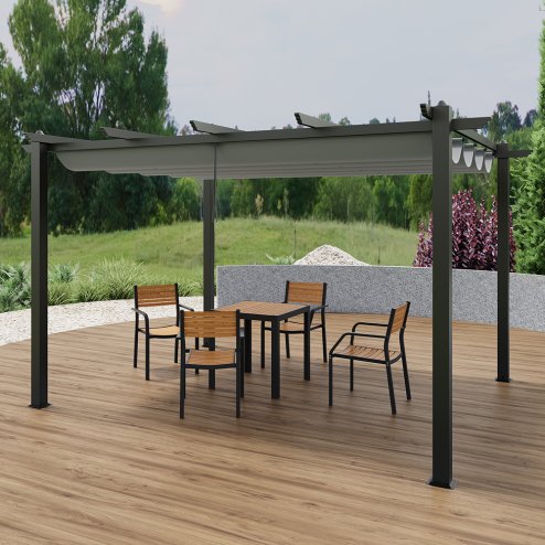 13x10ft Aluminium Pergola with Retractable Roof