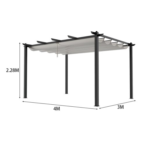 13x10ft Aluminium Pergola with Retractable Roof