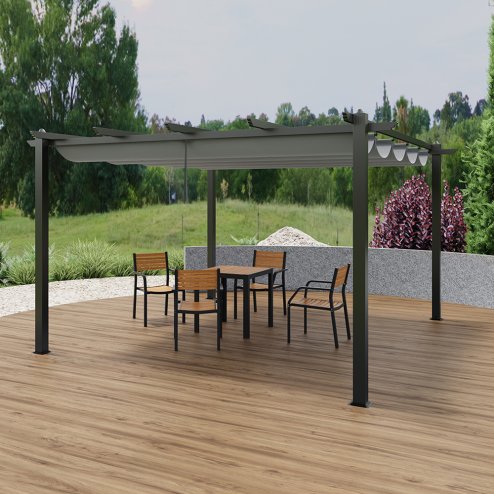 13x13ft Aluminium Pergola with Retractable Roof