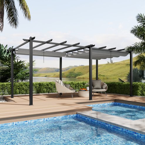 10x20ft Aluminium Pergola with Retractable Roof