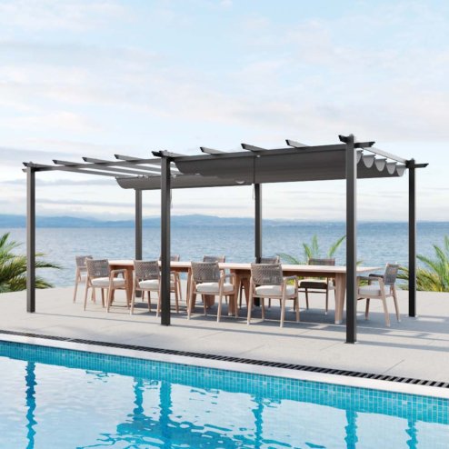10x20ft Aluminium Pergola with Retractable Roof