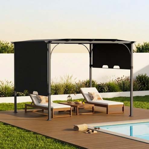 3x3m Outdoor Pergola with Adjustable Canopy