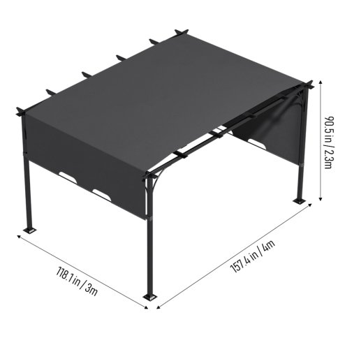 4x3m Outdoor Pergola with Adjustable Canopy