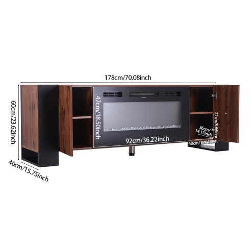 Living and Home Recessed Electric Fireplace TV Stand with Remote Control