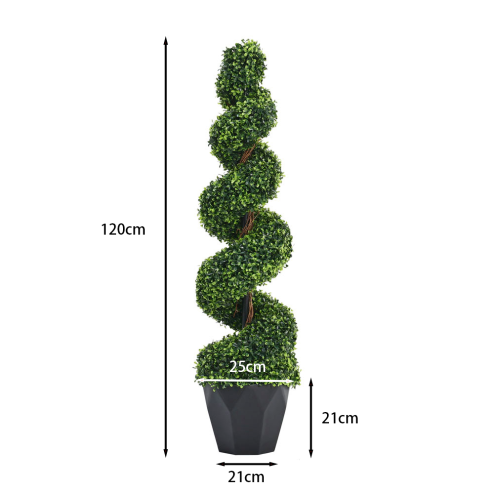 Living and Home 120cm 2 Pack Artificial Topiary Spiral Boxwood Tree Fake Plant