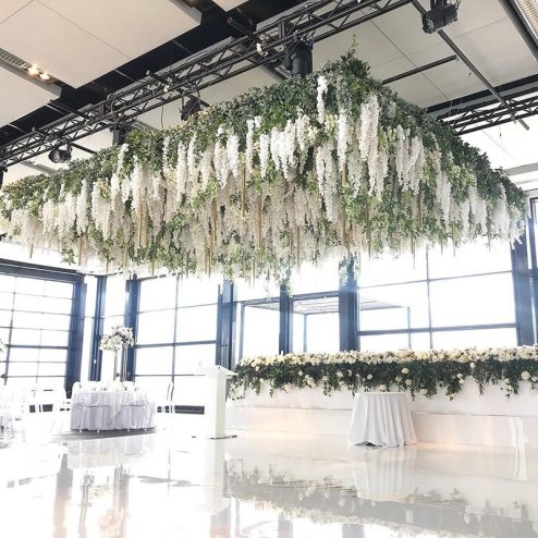 Living and Home 12pcs Artificial White Wisteria Hanging Vines