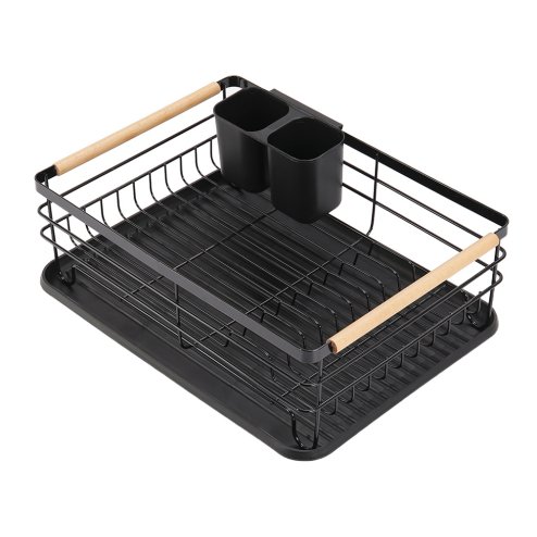 Living and Home Kitchen Dish Drainer Rack Iron Dish Drainer with Removable Drip Tray, Kitchen Organizer Storage Shelf