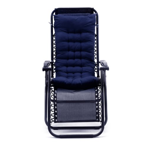 Living and Home Dark Blue Non-slip Sun Lounger Cushion for Garden Patio, 125cm(W) x 48cm(D)