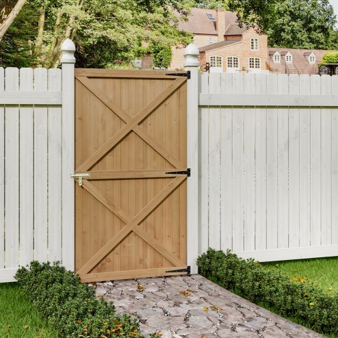 Living and Home 100cm W X 183cm H Garden Flat Top Pine Wood Gate Kit