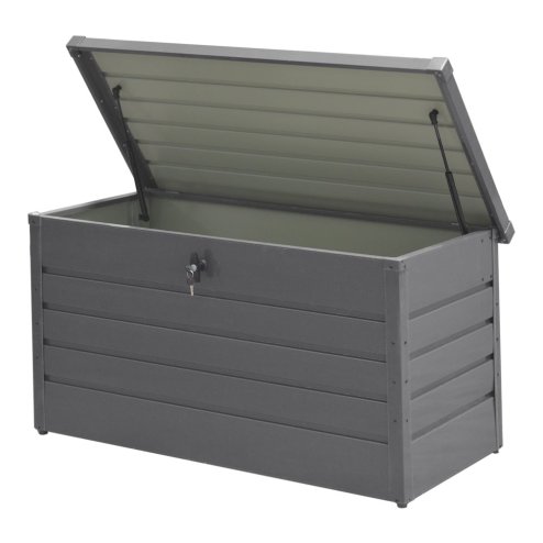 Living and Home 4 x 2 ft 350 L Grey Waterproof Metal Outdoor Garden Large Storage Box Lockable Flat Top