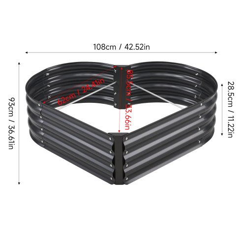 Galvanised Steel Raised Garden Bed, 108cm W x 93cm D x 28.5cm H