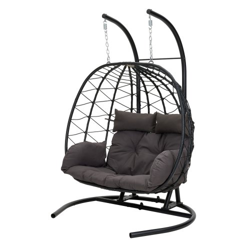 2-Seater Swing Hanging Egg Chair with Metal Stand
