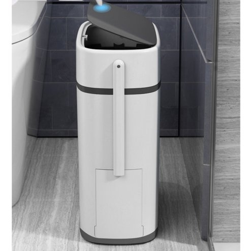 Living and Home Slim Plastic Trash Can with Built-in Toilet Brush