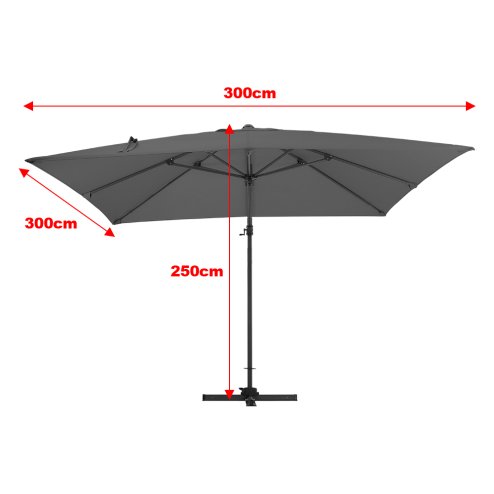 Living and Home 3M Dark Grey Large Square Canopy Rotating Outdoor Cantilever Parasol