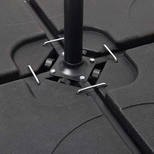 Living and Home 3M Large Square Canopy Rotating Outdoor Cantilever Parasol with Square Fillable Base (Up to 60/80kg filled with water/sand)