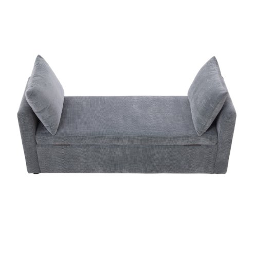 Living and Home Upholstered Storage Bench with 2 Pillow, Grey