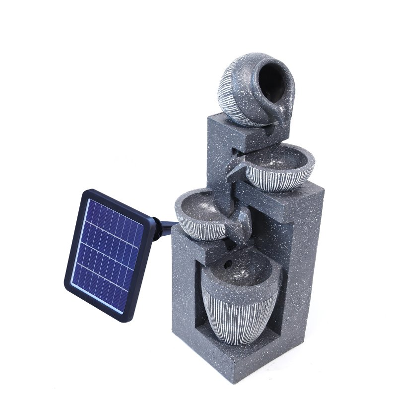 Living and Home Outdoor LED Water Fountain Rockery Decor with Pump Solar Power