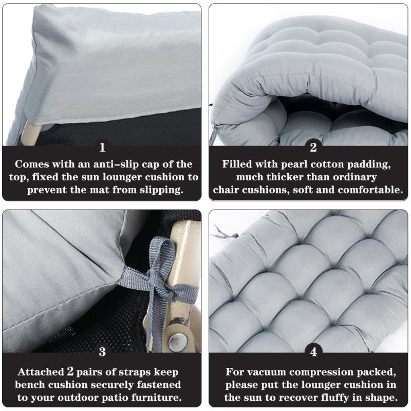 Living and Home Non-slip Sun Lounger Cushion for Garden Patio
