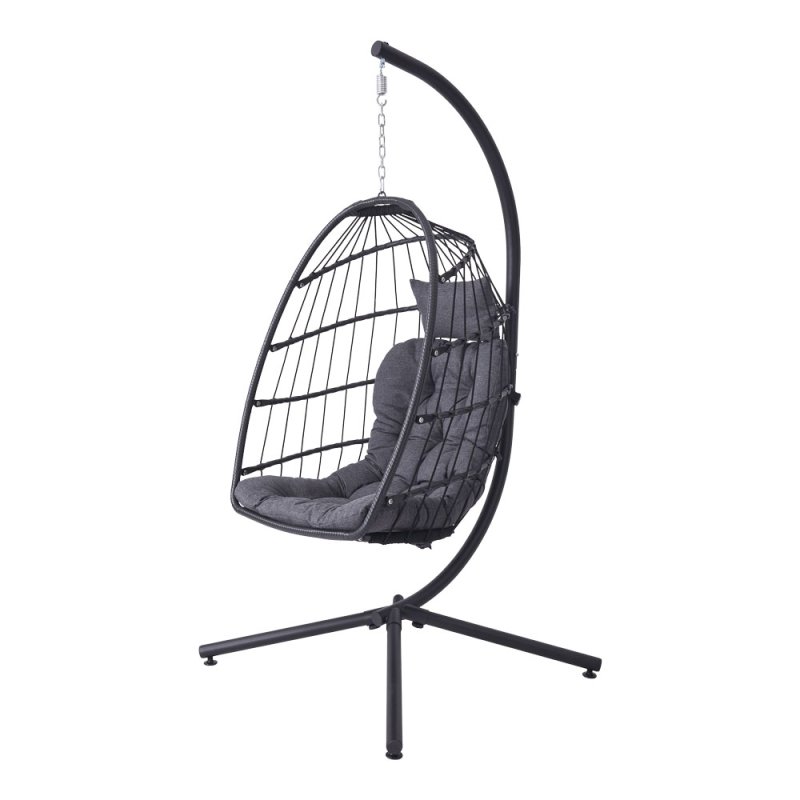 Egg-Shaped Hanging Chair with Soft Cushion & Headrest