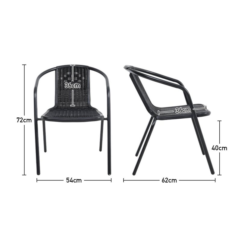 5-Piece Outdoor Tempered Glass Garden Table with Four Rattan Chairs