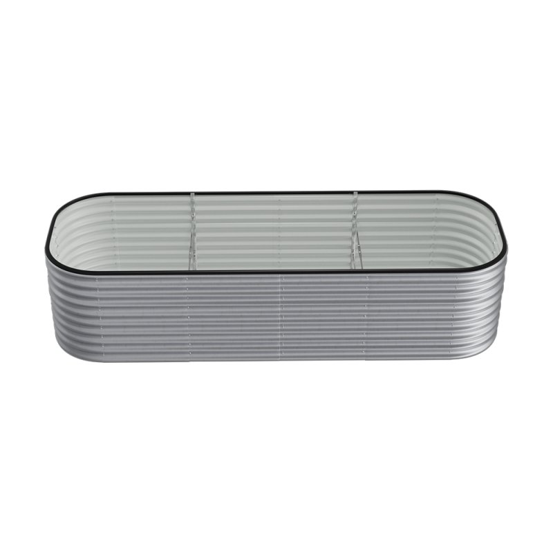 Living and Home 240cm W x 80cm D x 56cm H Oval-Shaped Galvanized Steel Raised Garden Bed, Galvanized Silver