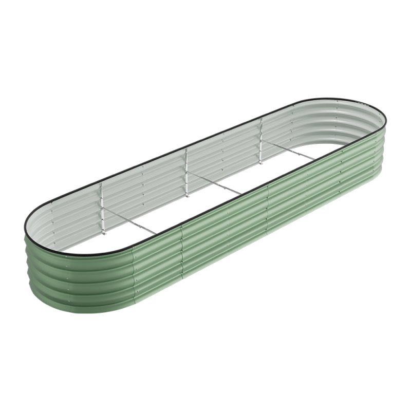 Living and Home 320cm W x 80cm D x 42cm H Oval-Shaped Galvanized Steel Raised Garden Bed, Light Green