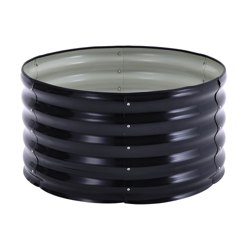 Living and Home Round Galvanized Steel Raised Garden Bed 80cm Dia x 40cm H, Anthracite