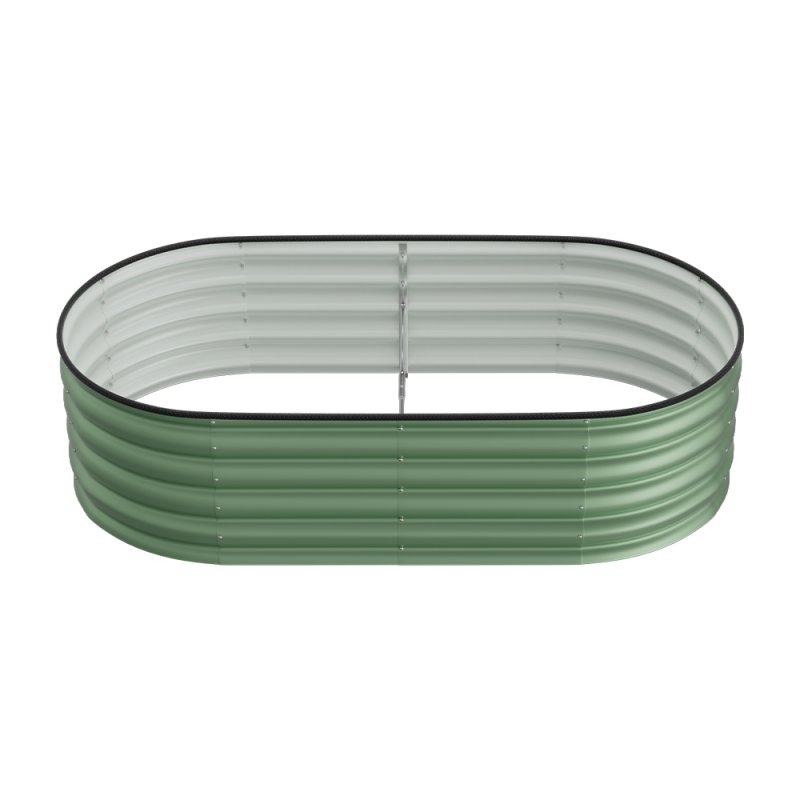 Living and Home Light Green Oval-Shaped Galvanised Steel Raised Garden Bed 160cm W x 80cm D x 42cm H