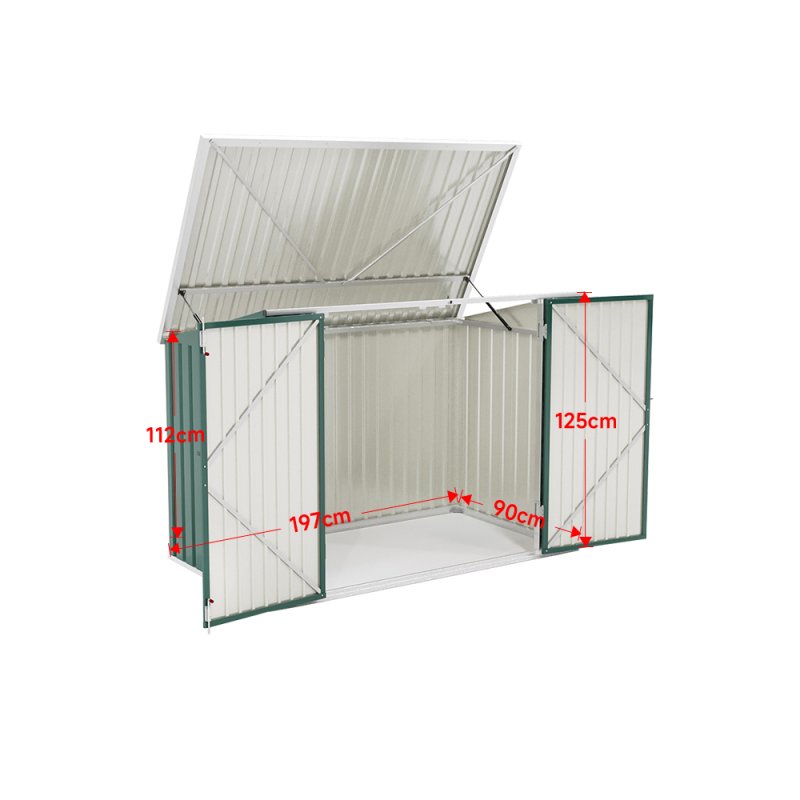 Living and Home 7 x 3 ft Garden Heavy Duty Steel Bicycle Storage Shed Outdoor Bike Store, Dark Green