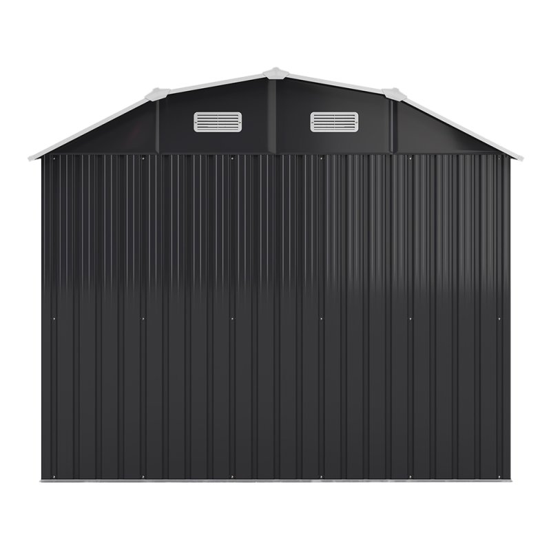 Living and Home Large Galvanized Steel Acrylic Storage Shed, Charcoal Black
