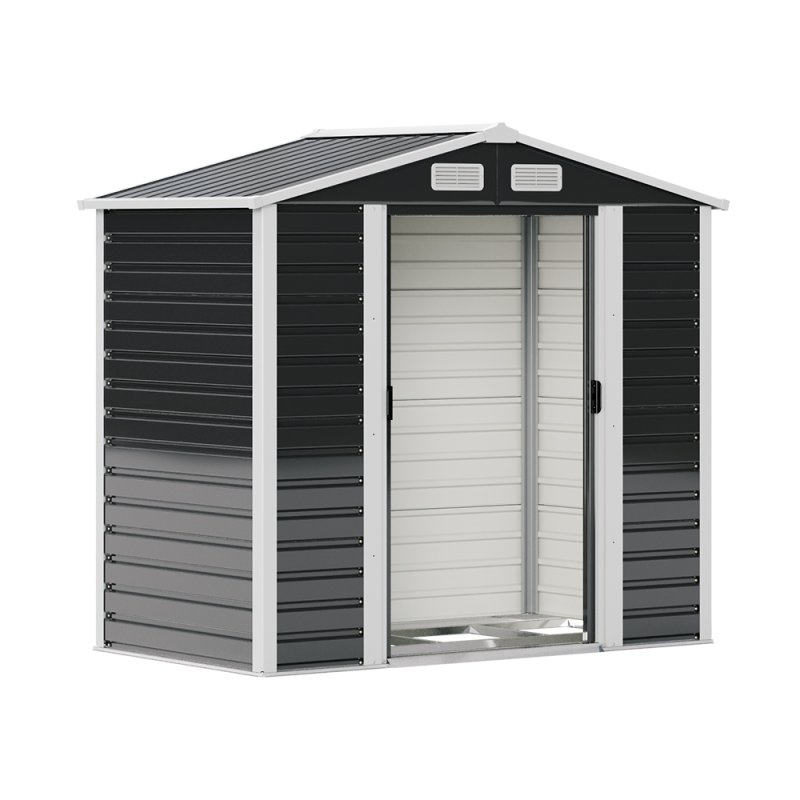 Living and Home 4X7FT Outdoor Metal Garden Storage Shed, Charcoal Black