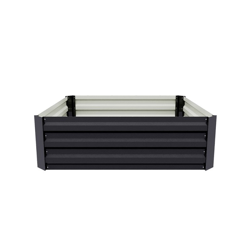 Living and Home Anthracite Galvanised Steel Raised Garden Bed, 100cm W x 100cm D x 30cm H