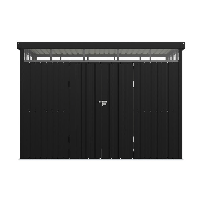 Living and Home 2.6x3x2m Charcoal Black Galvanized Steel Storage Shed with Lockable Doors