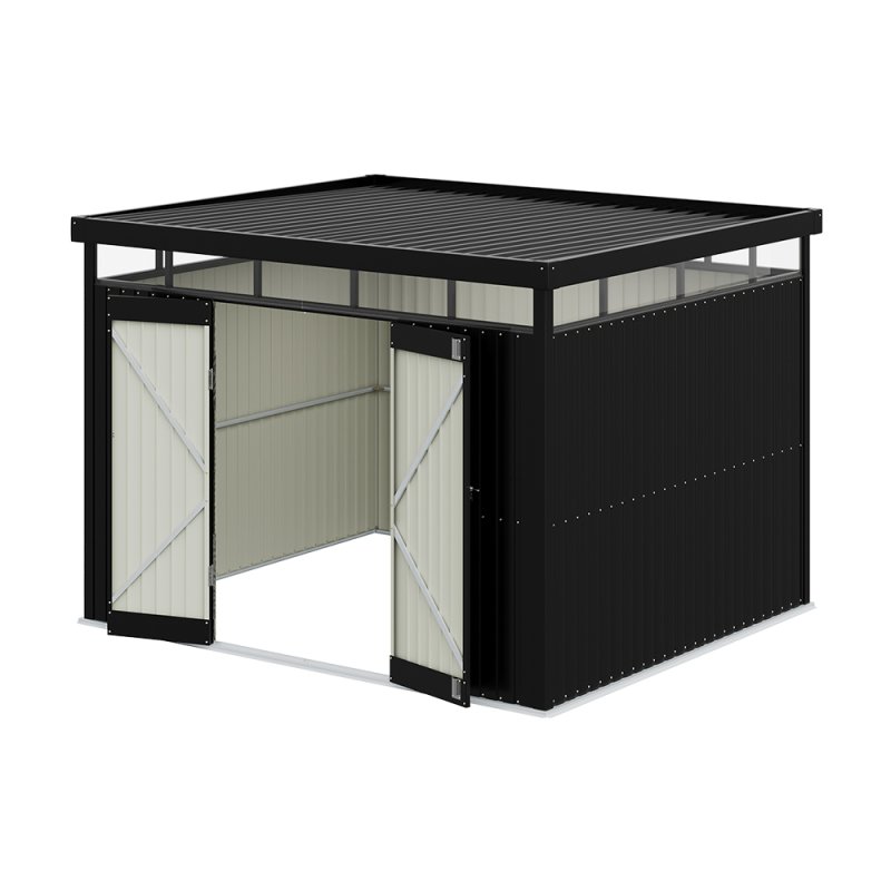 Living and Home 2.6x3x2m Charcoal Black Galvanized Steel Storage Shed with Lockable Doors