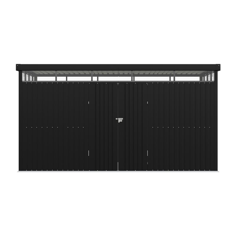Living and Home 4x3x2m Charcoal Black Galvanized Steel Storage Shed with Lockable Doors