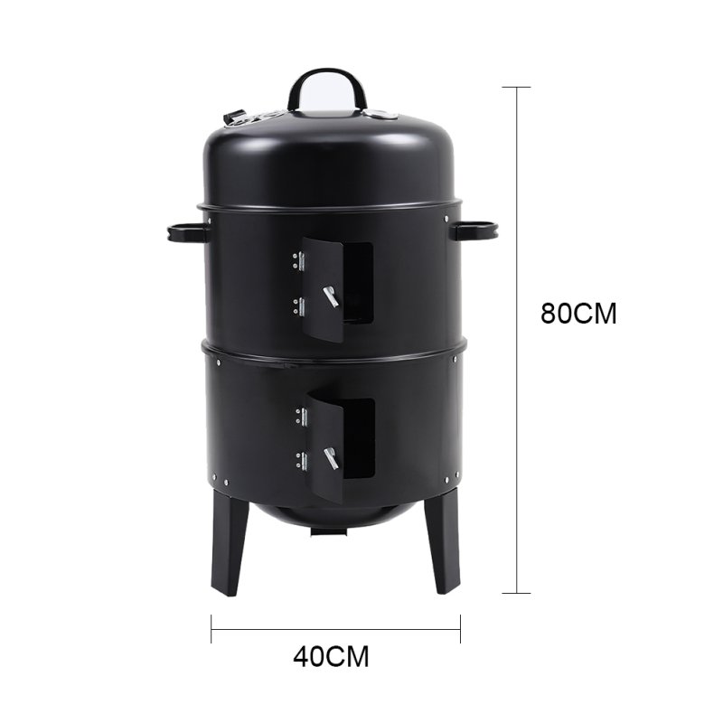 Living and Home 3-In-1 Portable Outdoor Charcoal BBQ Grill Smoker
