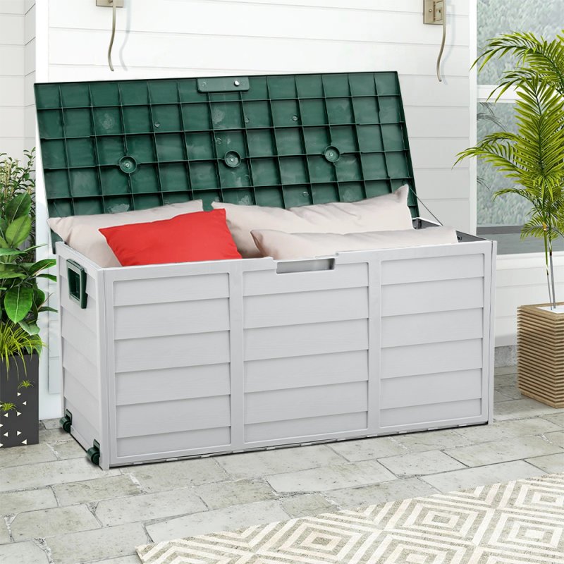 Living and Home 290L Plastic Outdoor Garden Storage Deck Box with Wheels