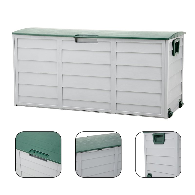 Living and Home 290L Plastic Outdoor Garden Storage Deck Box with Wheels