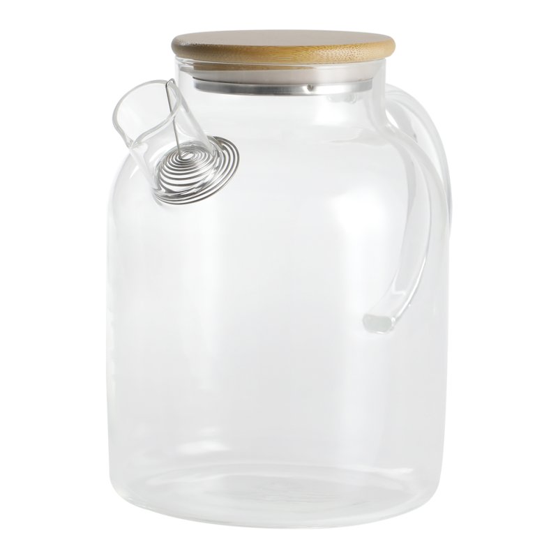 Living and Home 1800ML Clear Glass Teapot Stovetop Safe with Bamboo Lid