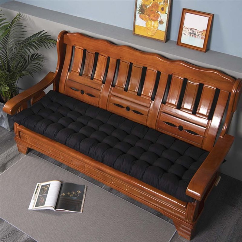 Living and Home Non-slip Sun Lounger Cushion for Garden Patio Black, 160cm(W) x 50cm(D)