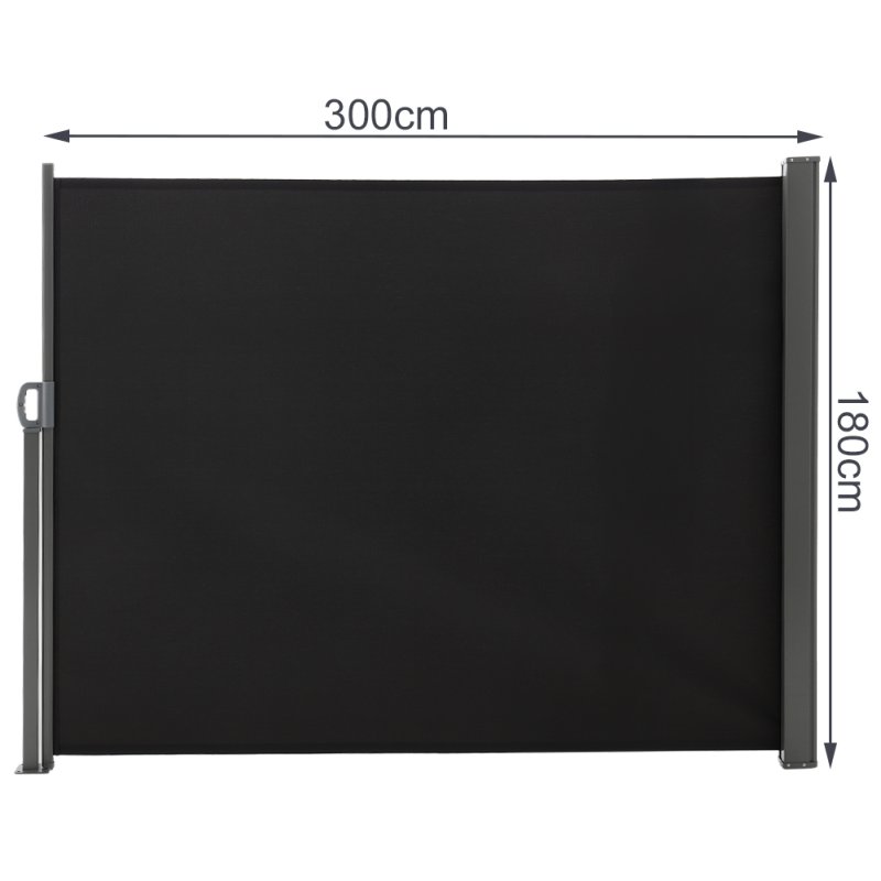 Living and Home 300cm L x 180cm W Outdoor Retractable Privacy Side Awning, Grey