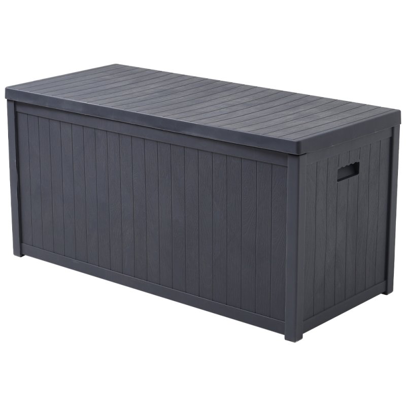 Living and Home 430L Grey Waterproof Garden Storage Box with Dual Handles and Lockable Lid - Large Plastic Tool & Equipment Storage
