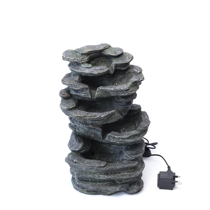 Living and Home Garden Water Feature Outdoor LED Waterfall Electric Fountain Rockery Decor