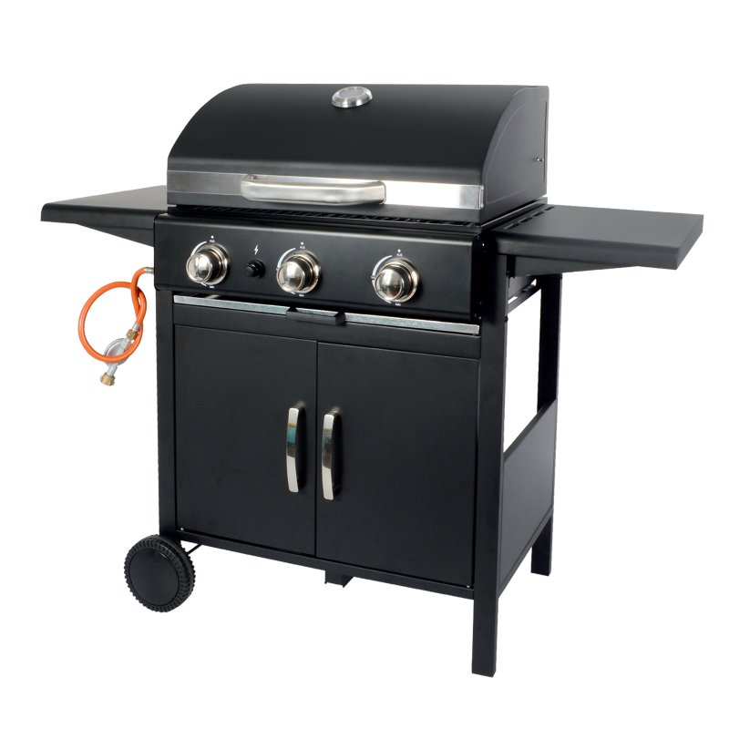 Living and Home 3-Burner Outdoor BBQ Propane Gas Grill with Wheels