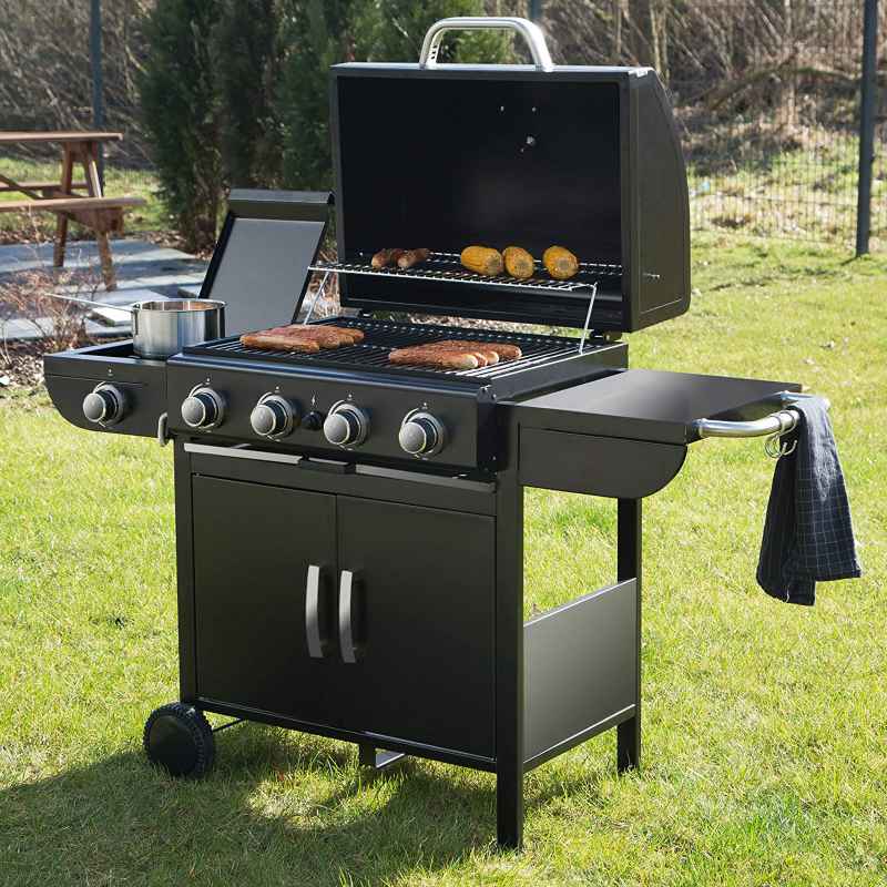 Living and Home 5-Burner Outdoor Gas Burner with Side Burner Gas Gill